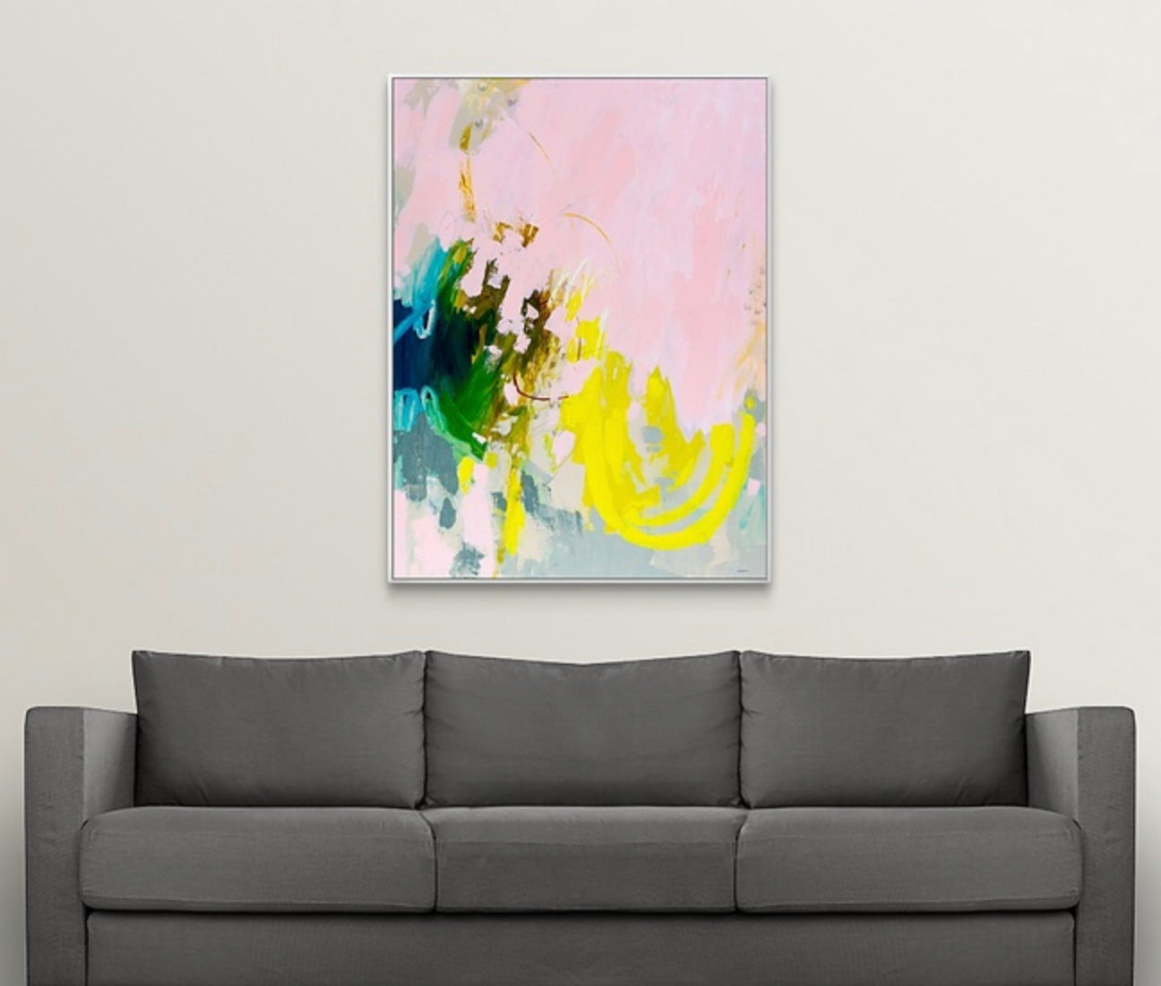Large pink abstract wall art by Boston area artist Megan Carty