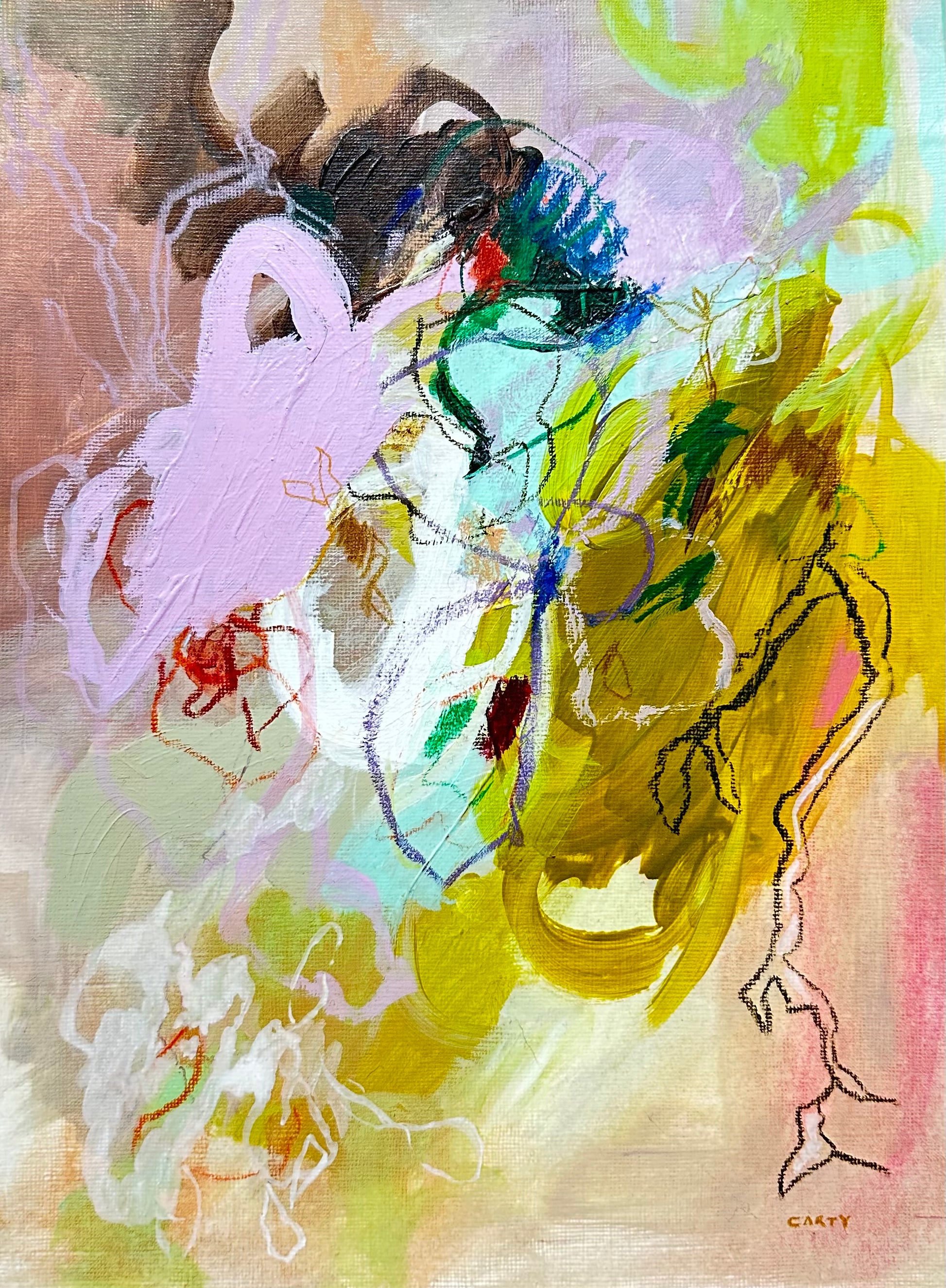 She Kissed Someone Better| 9x12| Abstract Painting – Megan Carty