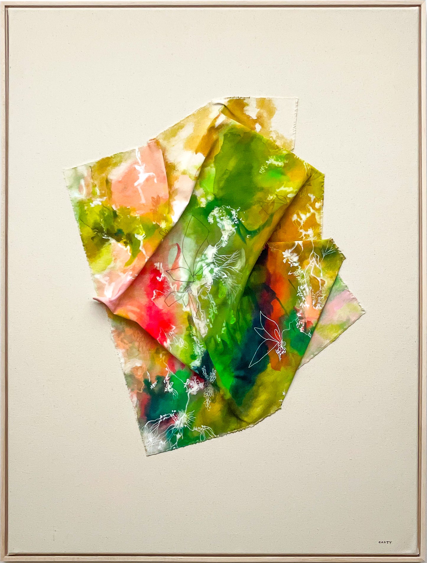 Sculptural abstract landscape painting inspired by the New England Landscape by Boston artist Megan Carty. Minimalist sleek art for chic spaces and Scandinavian style decor.