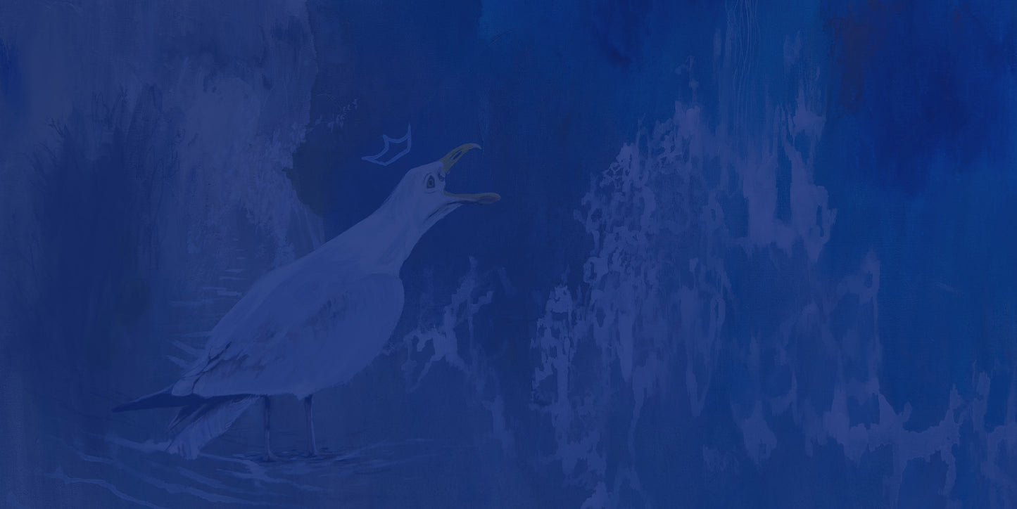 crowned bird paintings by New England artist Megan Carty