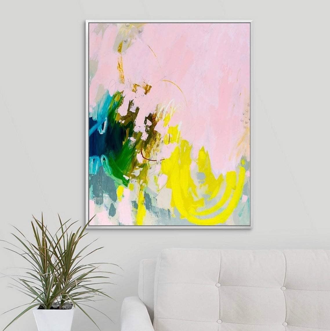 Intuitive pink abstract painting by Boston area artist Megan Carty.