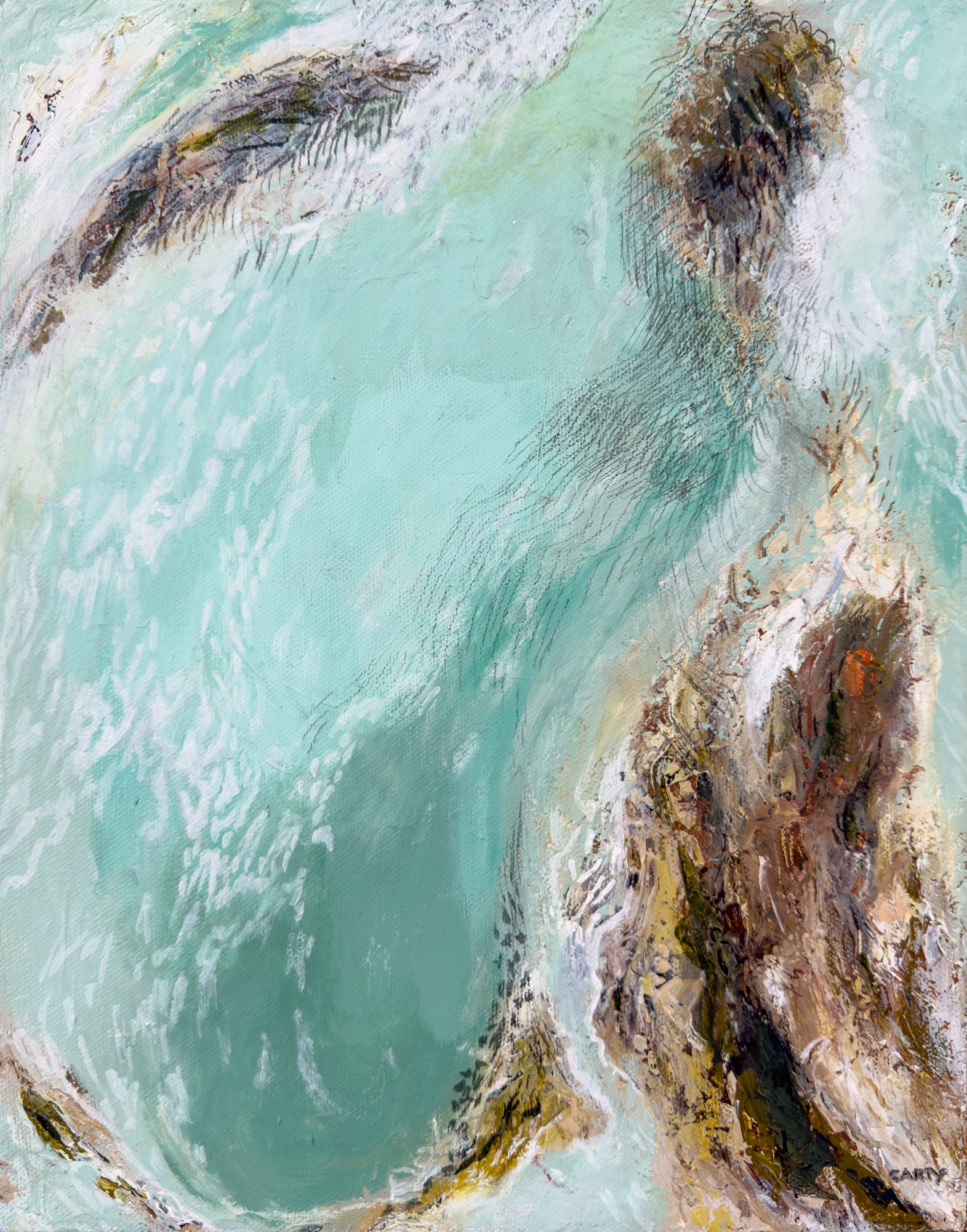 Craig Garcia クレイグガルシア アストンマーティン オマージュアート My Inner Lagoon | 11x14 | Abstract Painting – Megan Carty | Wall