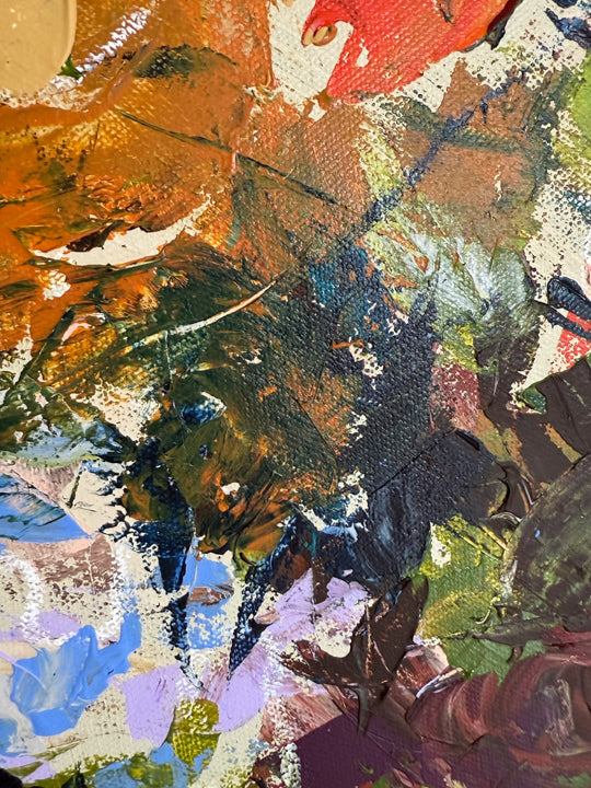 My Parisian Lunch | 36x36 | Abstract Floral Painting – Megan Carty