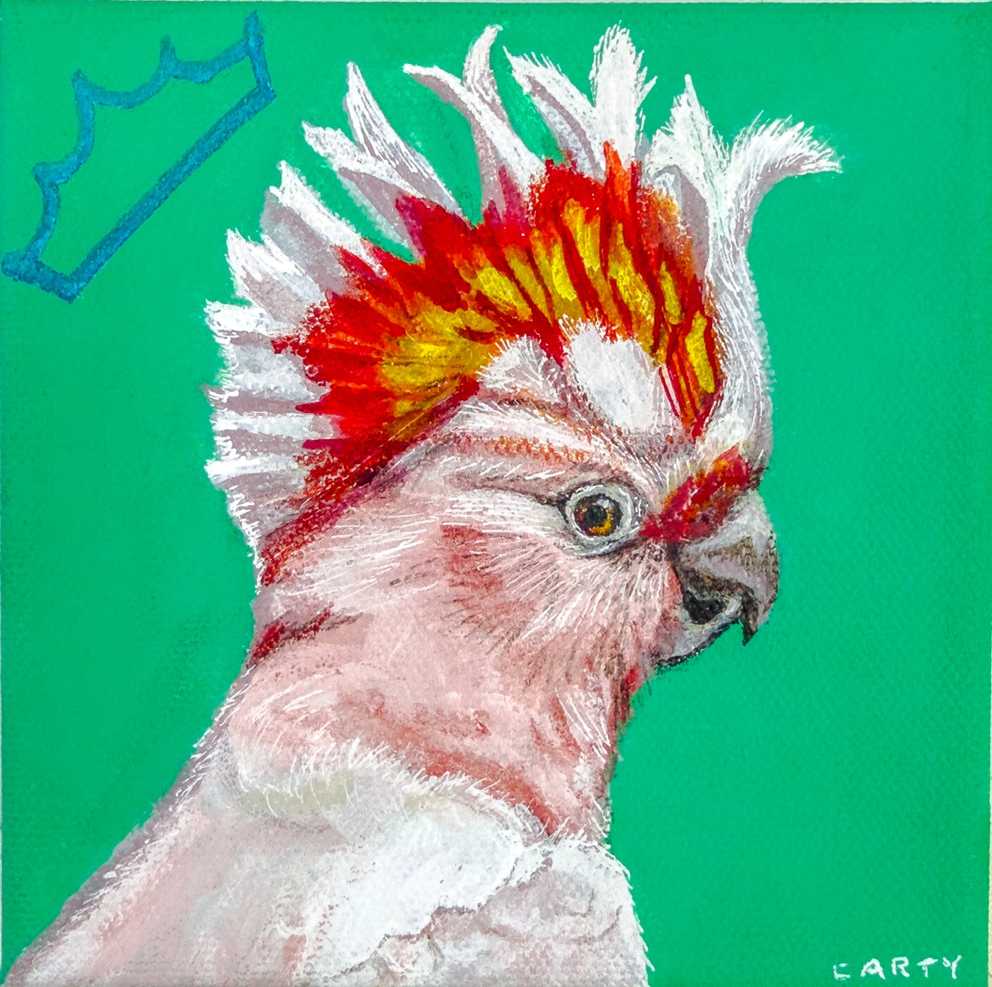 preppy tropical bird art by megan Carty