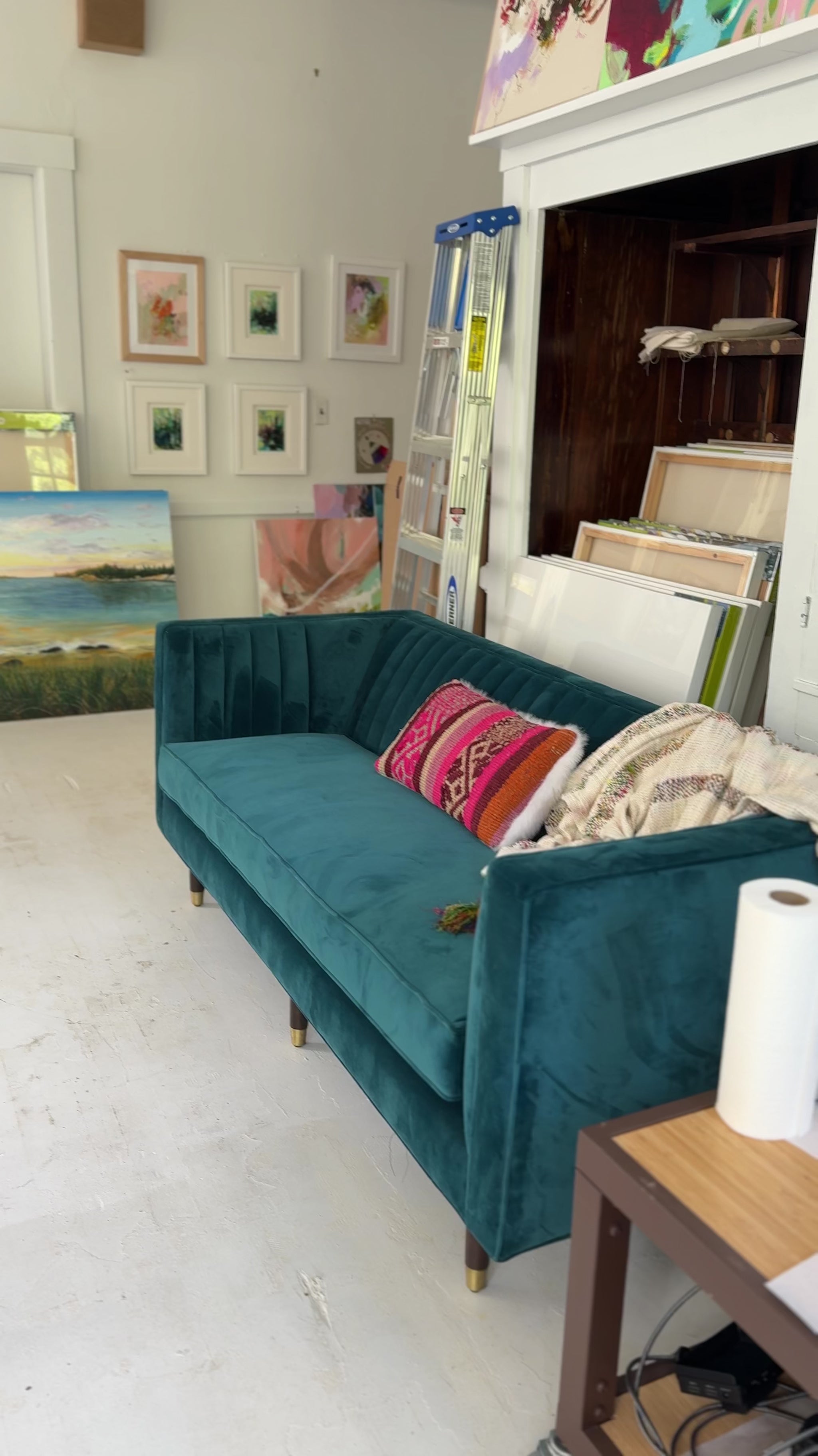 Video of Groton, Massachusetts artist Megan Carty's art studio in the Prescott Community Center, Room 202.